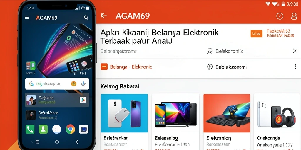Antarmuka pengguna AGAM69 dengan fitur pencarian elektronik.