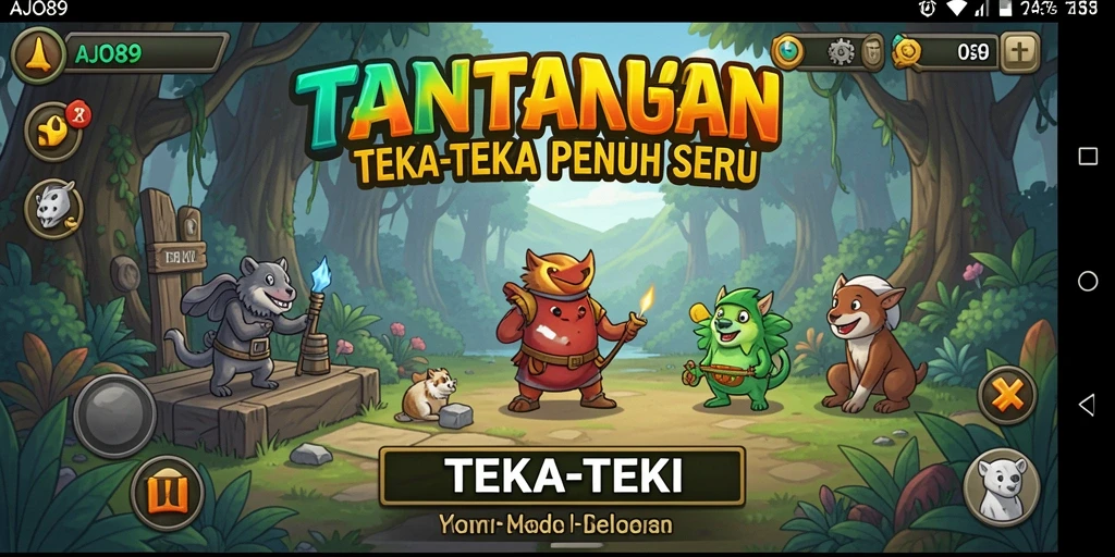 Antarmuka permainan AJO89 dengan berbagai teka-teki menantang.