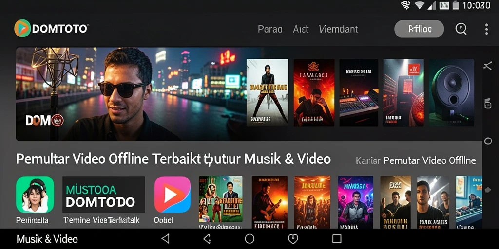 Antarmuka user-friendly DOMTOTO saat memutar video offline.