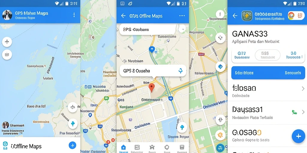 Tampilan antarmuka aplikasi GPS Offline GANAS33 yang menarik dan informatif.
