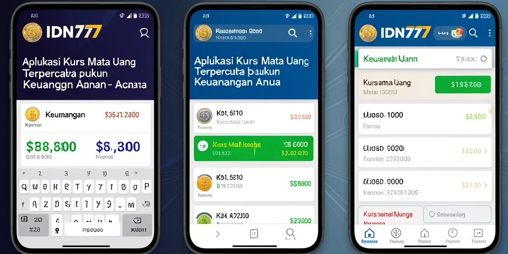 Tampilan antarmuka aplikasi IDN777 yang ramah pengguna untuk Kurs Mata Uang.