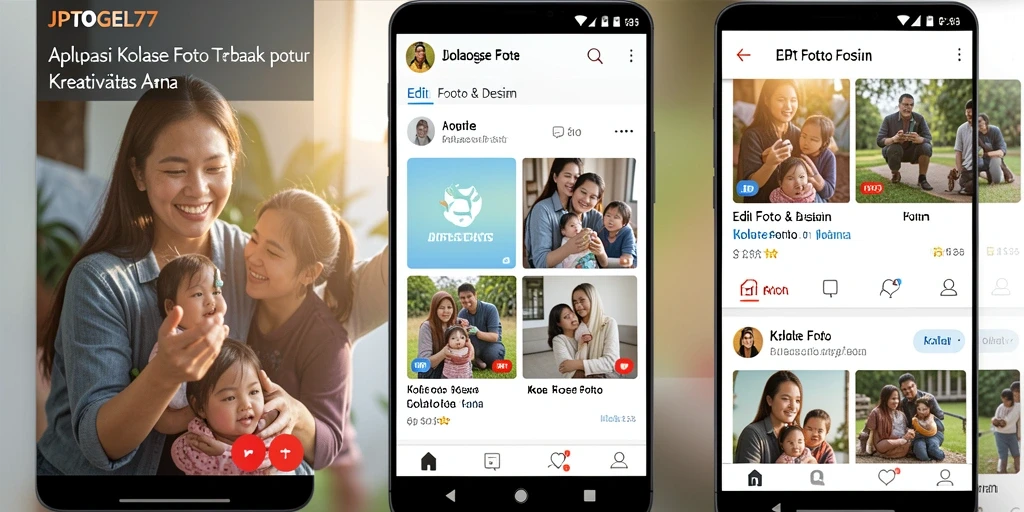 Screenshot antarmuka aplikasi kolase foto JPTOGEL77 yang menarik.