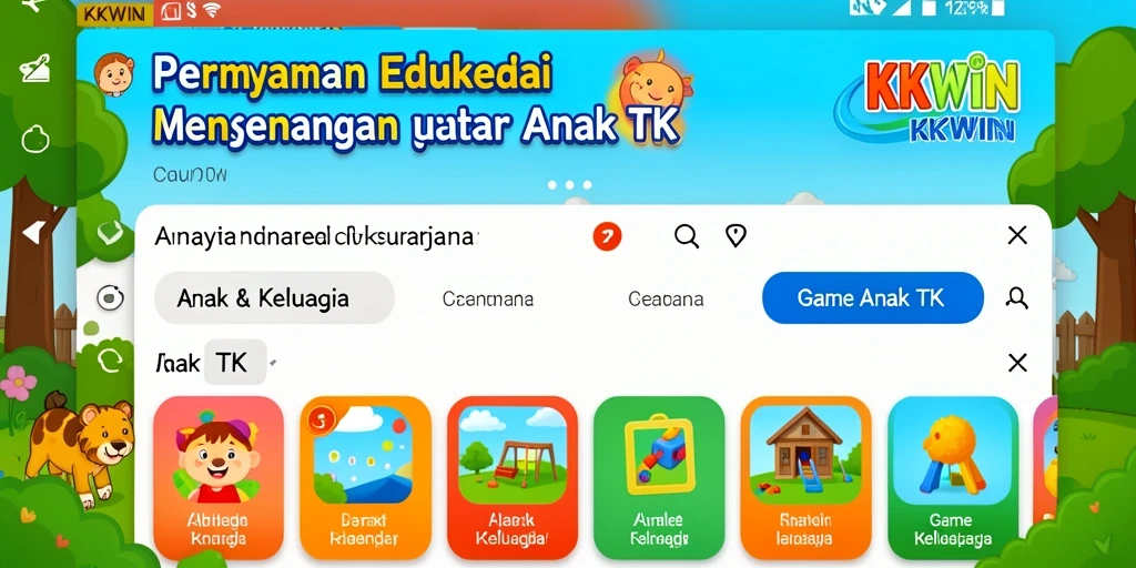 Antarmuka ceria dan menarik dari aplikasi KKWIN untuk Game Anak TK.