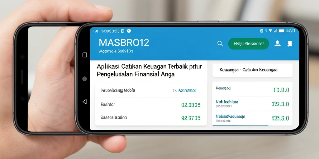 Antarmuka aplikasi MASBRO12 menampilkan fitur Catatan Keuangan yang lengkap dan mudah digunakan.