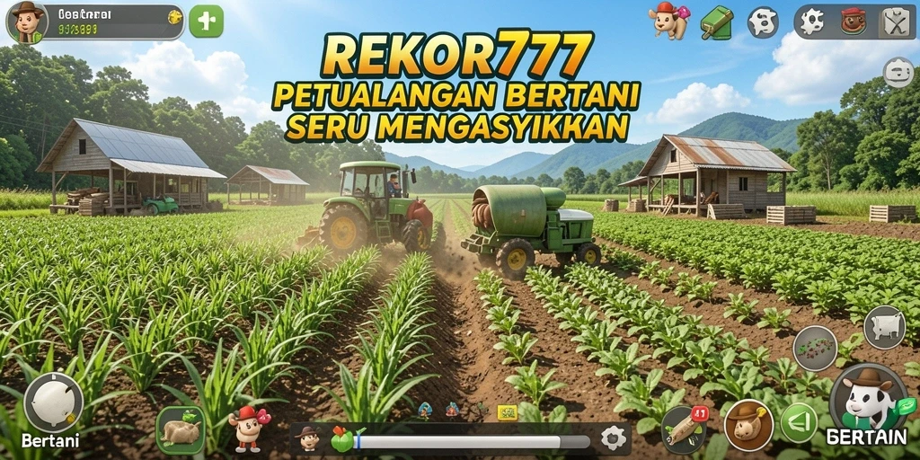 Screenshot antarmuka permainan bertani REKOR777 yang menarik dan interaktif.